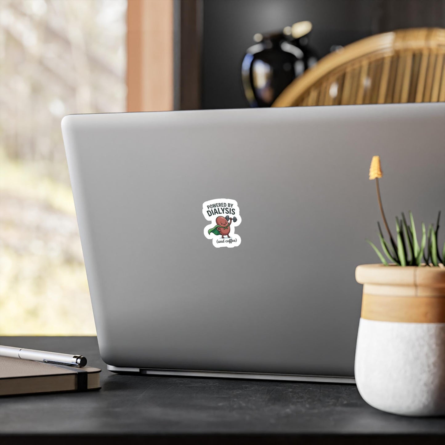 Powered by Dialysis and Coffee sticker | Vinyl Kiss-Cut Sticker