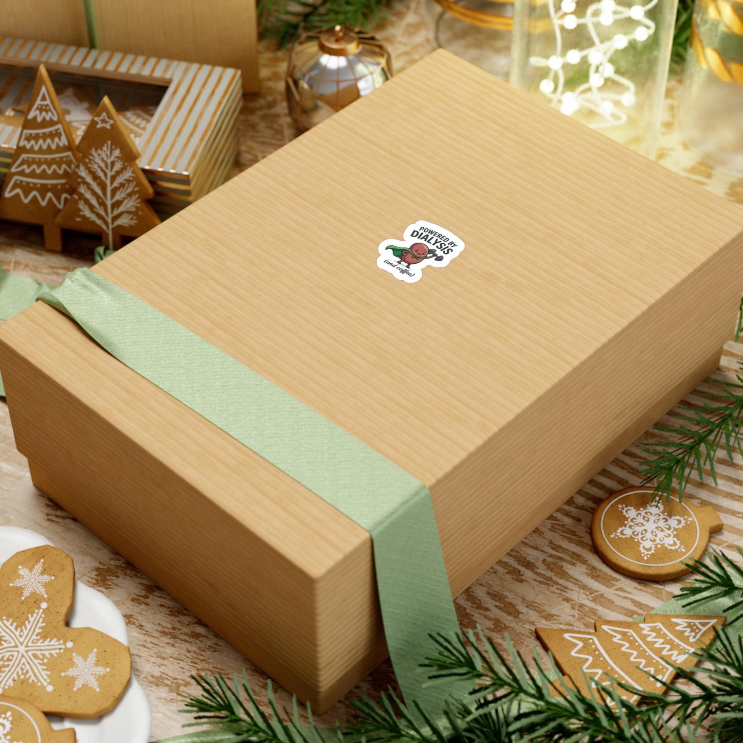 Powered by Dialysis and Coffee sticker | Vinyl Kiss-Cut Sticker