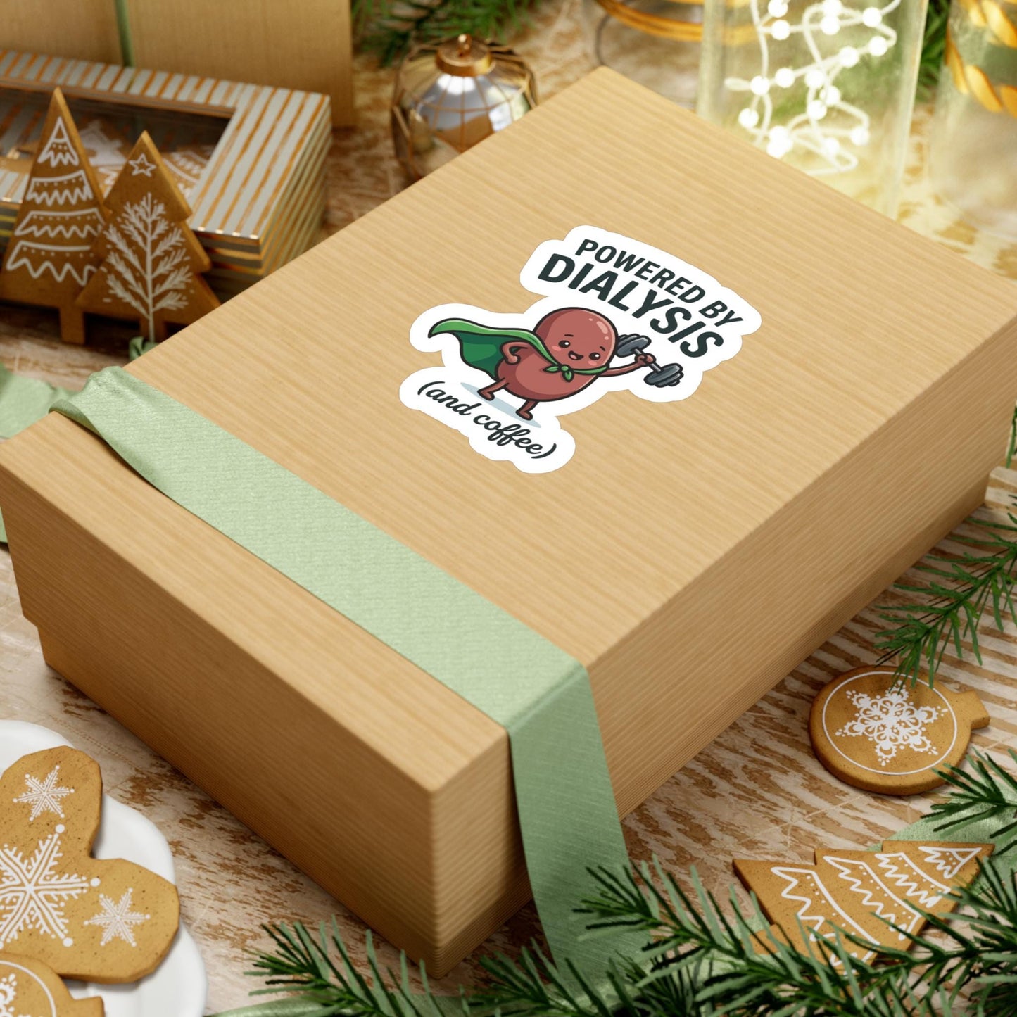 Powered by Dialysis and Coffee sticker | Vinyl Kiss-Cut Sticker