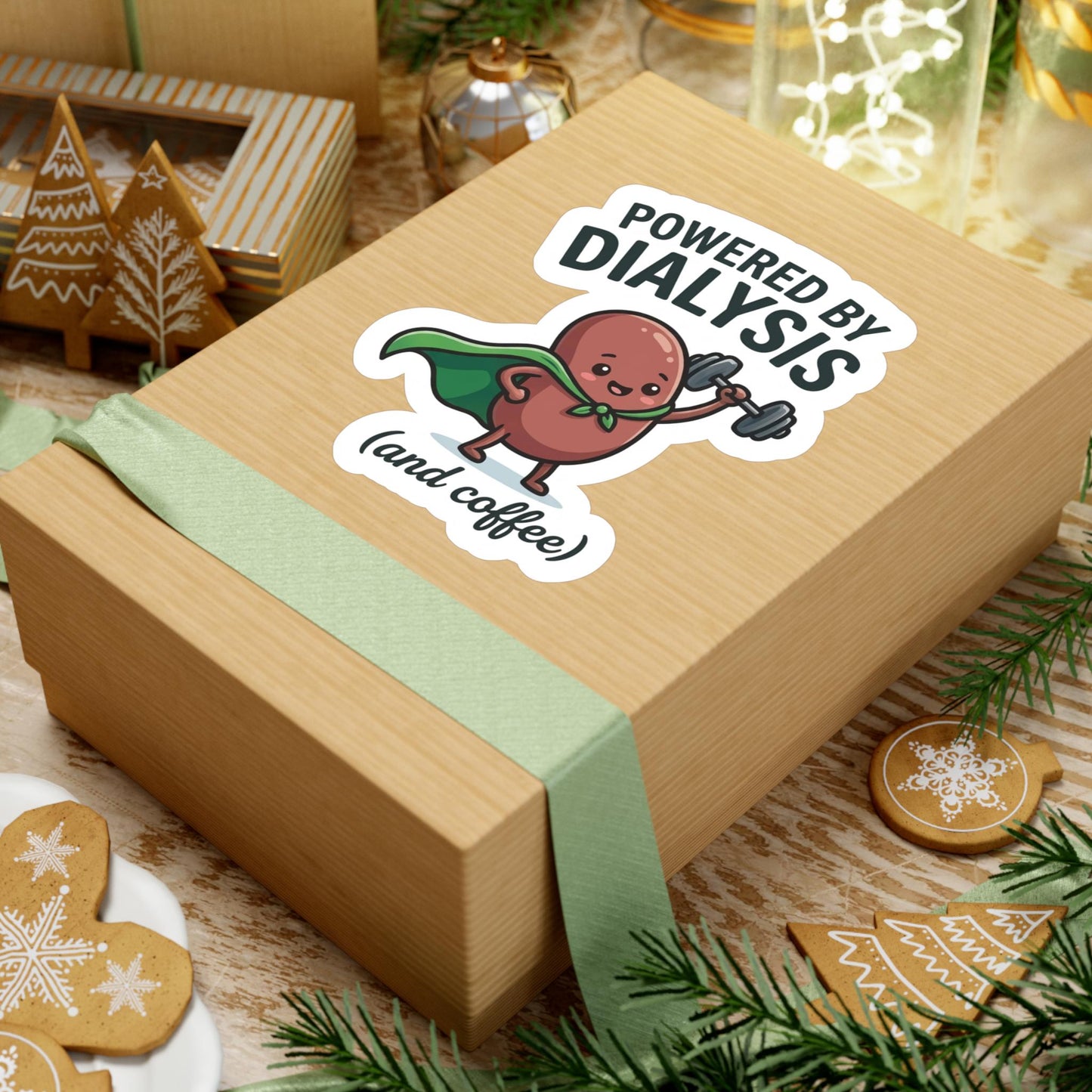 Powered by Dialysis and Coffee sticker | Vinyl Kiss-Cut Sticker