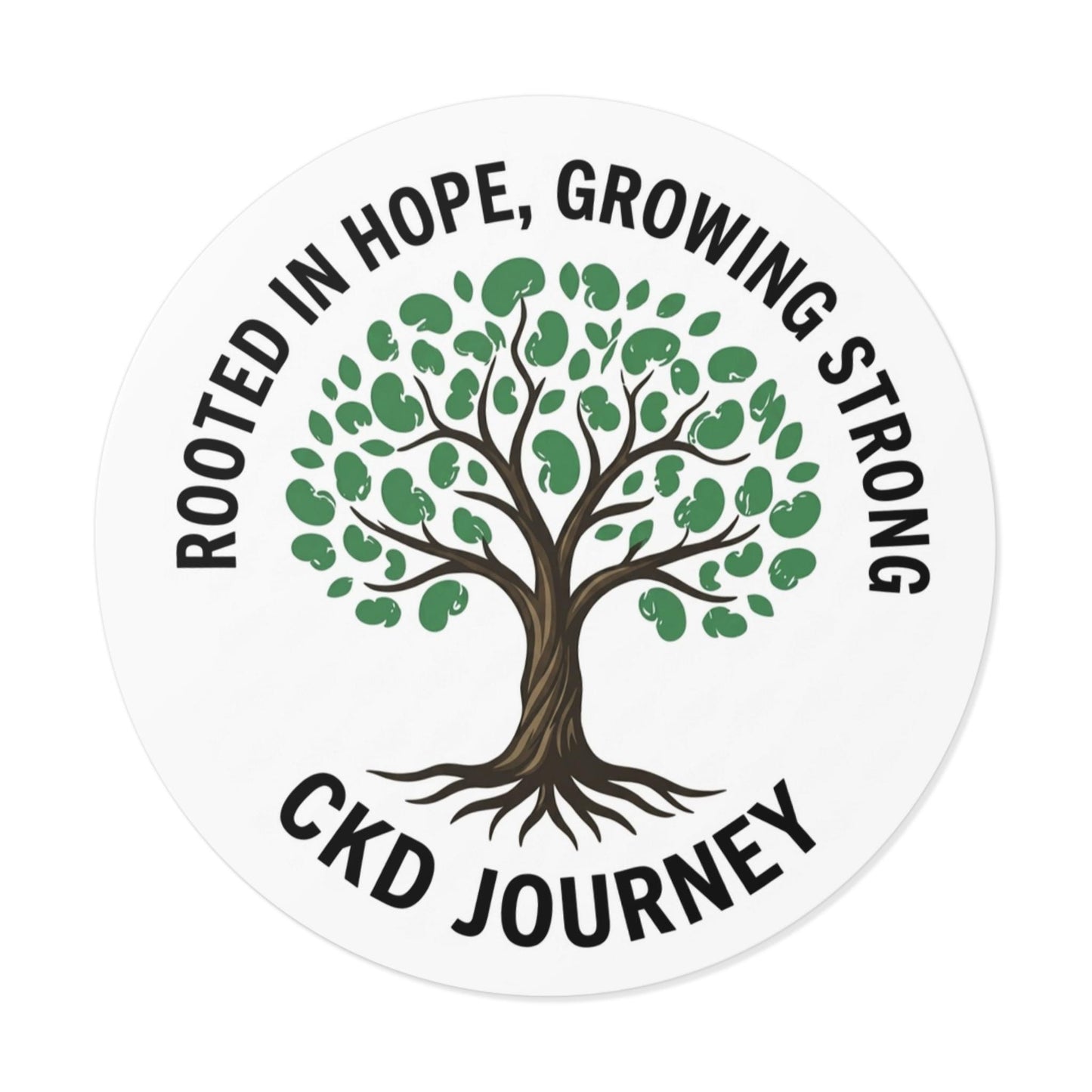 Rooted in Hope Tree CKD Journey Sticker | Round Vinyl