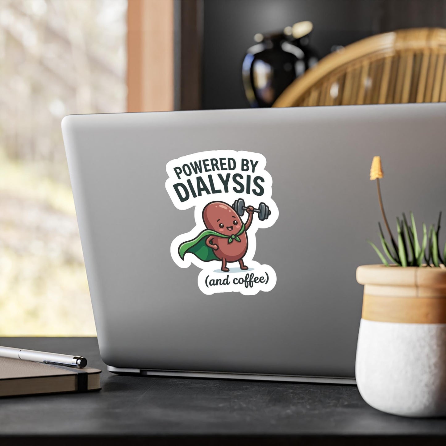 Powered by Dialysis and Coffee sticker | Vinyl Kiss-Cut Sticker
